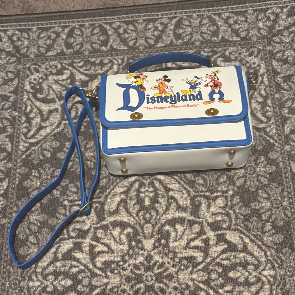 Disney Loungefly Blue and White Disneyland Crossbody Bag